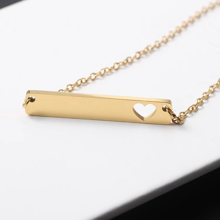 Custom Bar with Heart Necklace 💧