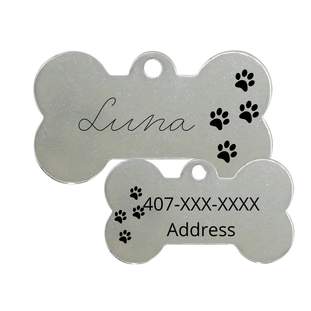 CUSTOM SILVER BONE DOG ID TAG