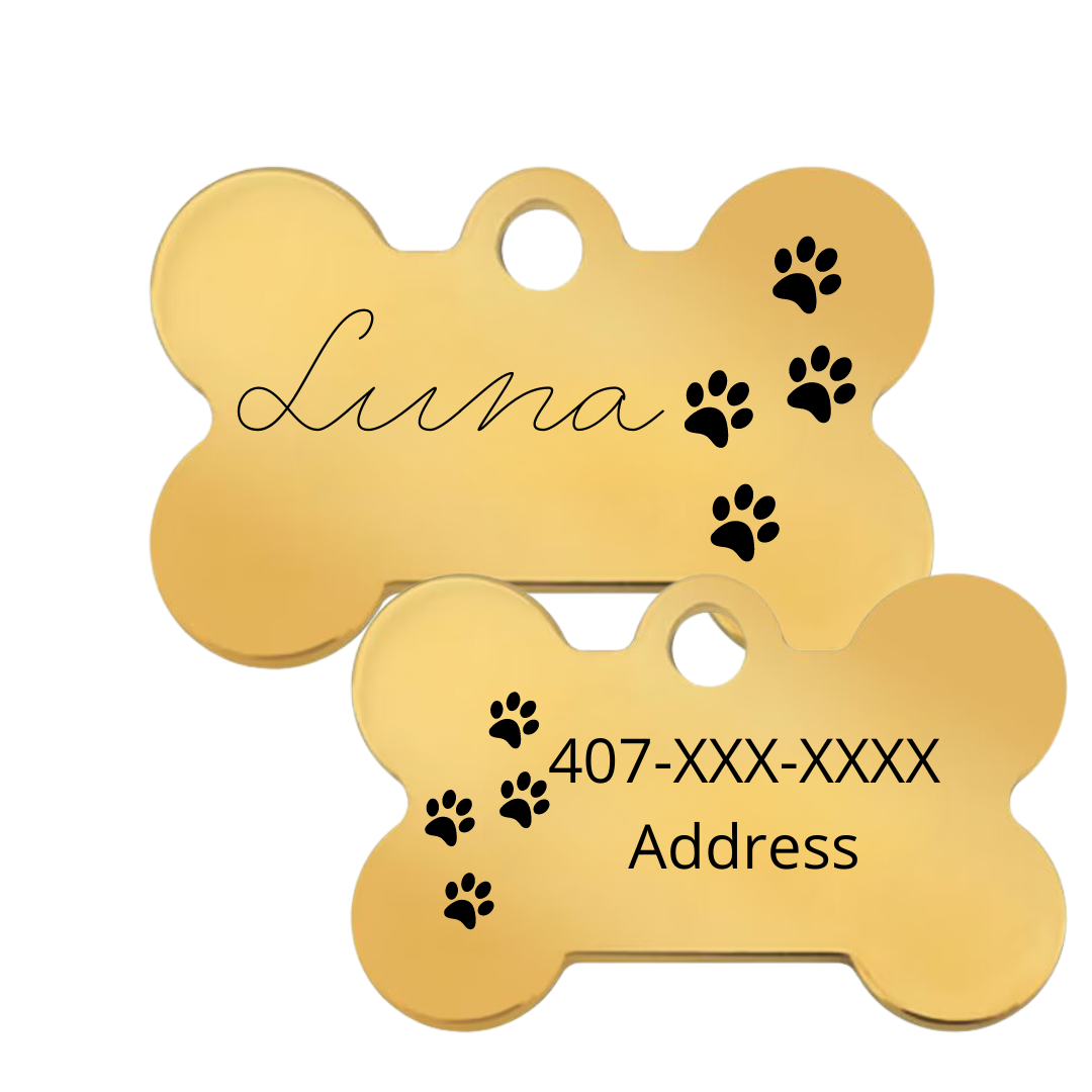 CUSTOM GOLD BONE DOG ID TAG