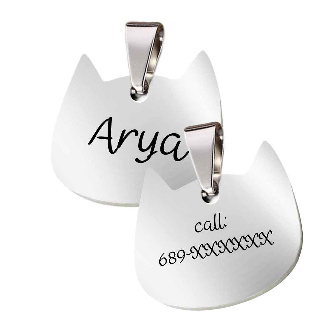 CUSTOM SILVER CAT ID TAG